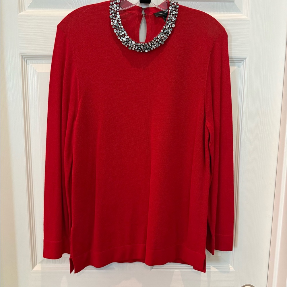 Ann Taylor Sweater with Embellished Neckline